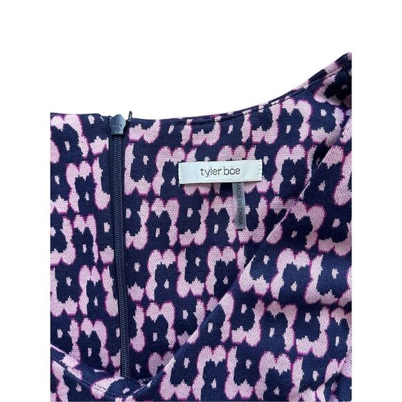 Tyler Böe Pink & Navy Geo Print Ruffle Sleeve Sheath Dress – Size M - Picture 4 of 8